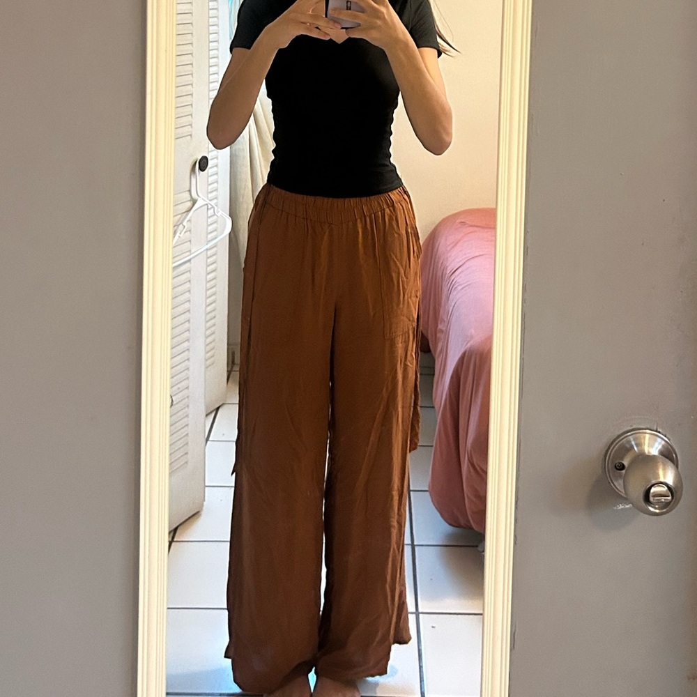 Brown Wide-Leg Pants